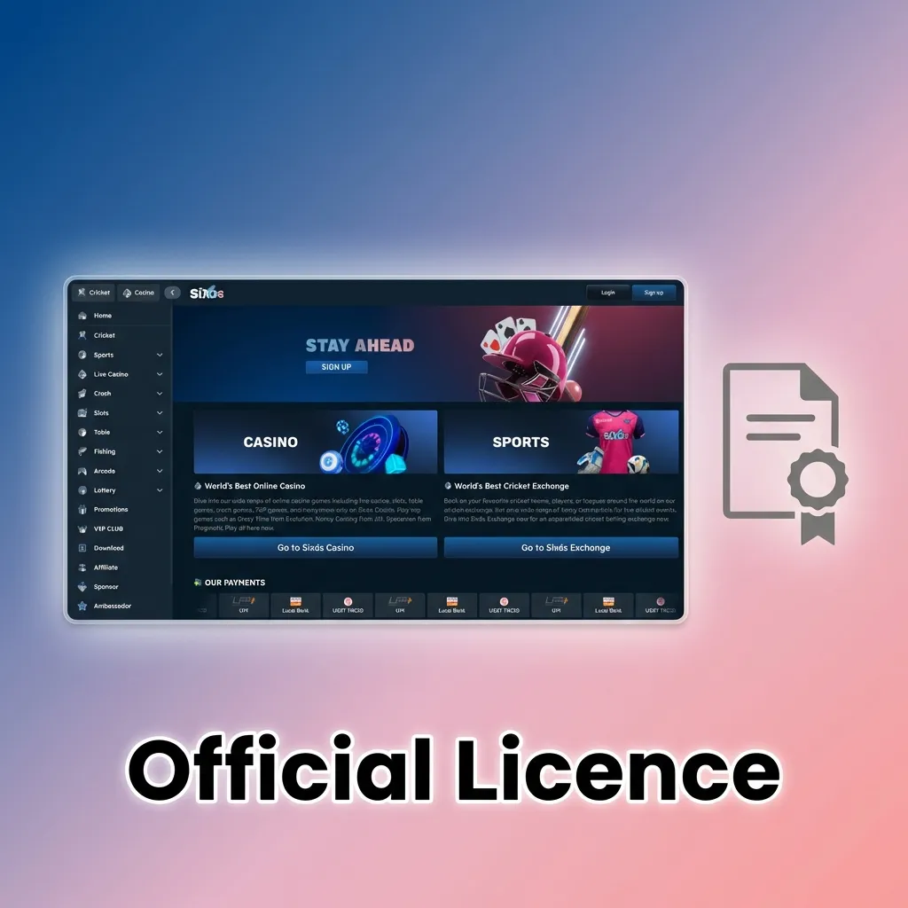 Six6s gaming licence certificate ensuring fair play, secure transactions, and regulatory compliance for players