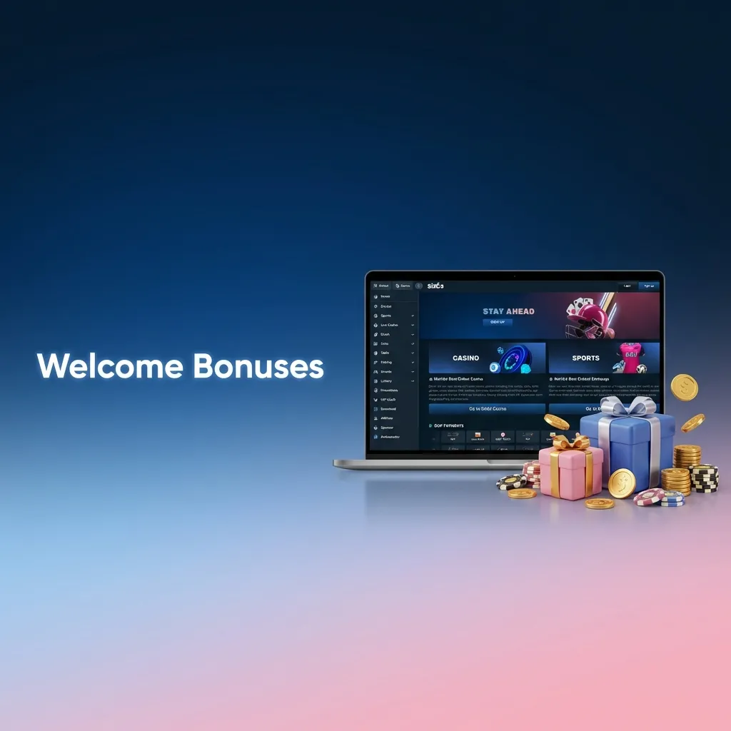 Six6s welcome bonus comparison table showing deposit matches, wagering requirements, and validity periods for new players.