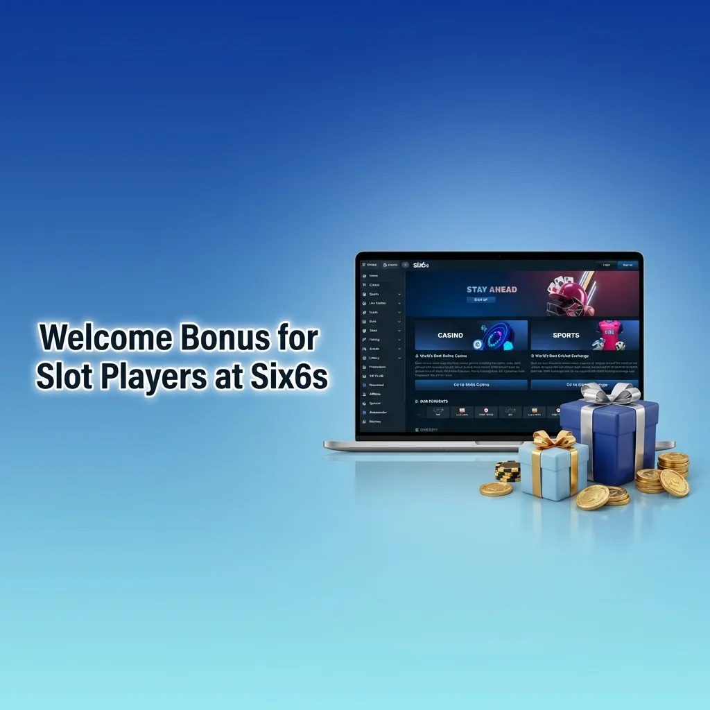 Six6s casino welcome bonus promotional graphic showing deposit bonuses and rewards for slot players